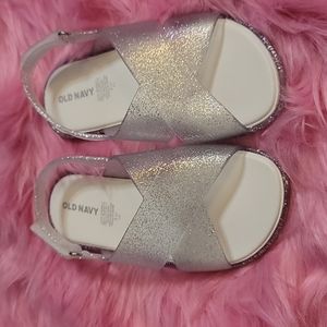 Old navy velcro sandals, clear glitter, size 11